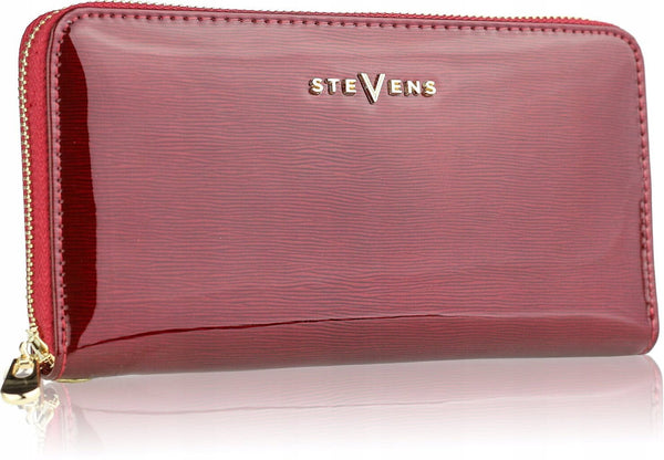Moteriška odinė piniginė STEVENS raudona su RFID apsauga D1881