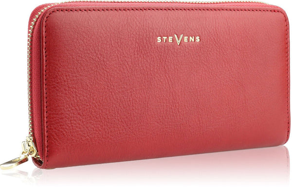 Moteriška raudona odinė piniginė su RFID apsauga D1621