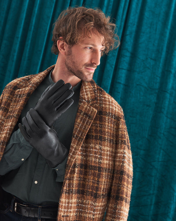 Odinės vyriškos pirštinės M01, juodos