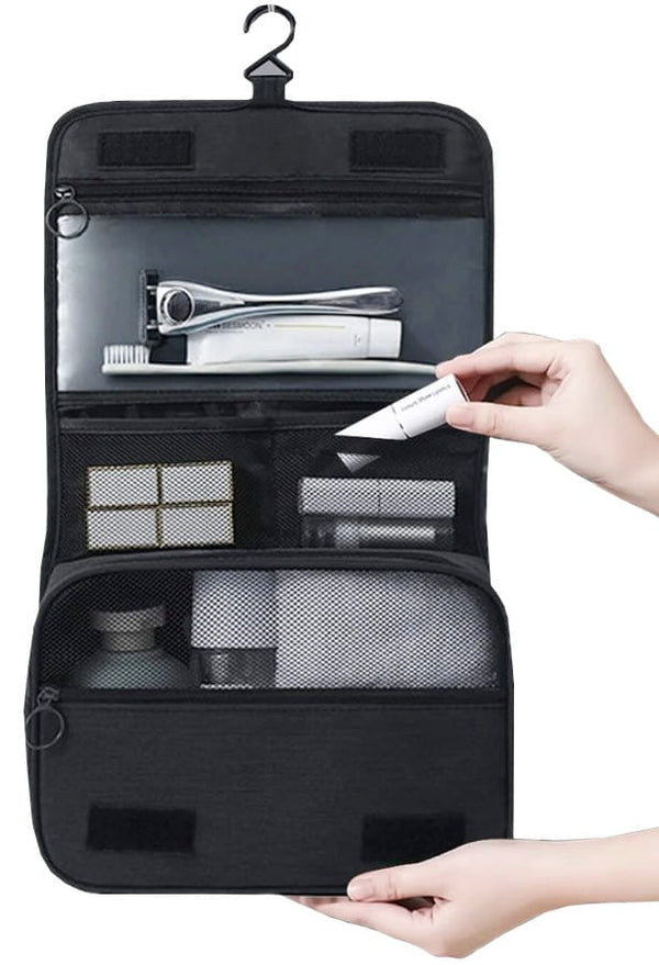 Pakabinamas kelioninis kosmetikos krepšys E1, juoda