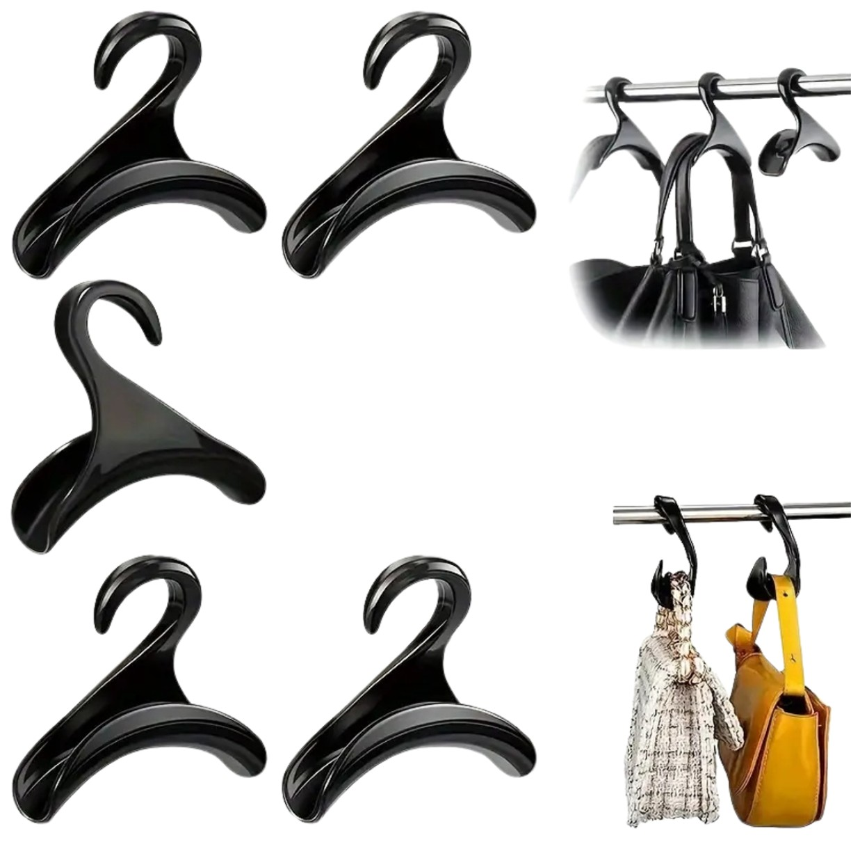 Pakabos rankinėms 5 vnt M6, juodos R429