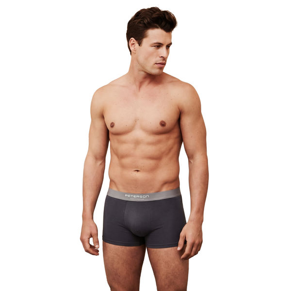 Vyriškos medvilninės bokserės „Peterson“, 3 porų rinkinys, dydis L, juodos ir pilkos spalvos D80