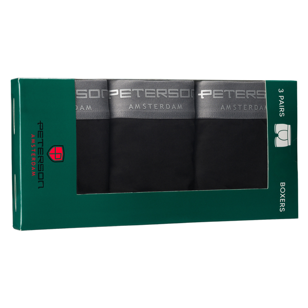 Peterson vyriškos medvilninės bokserės, juodos, 3 porų rinkinys (M) D85