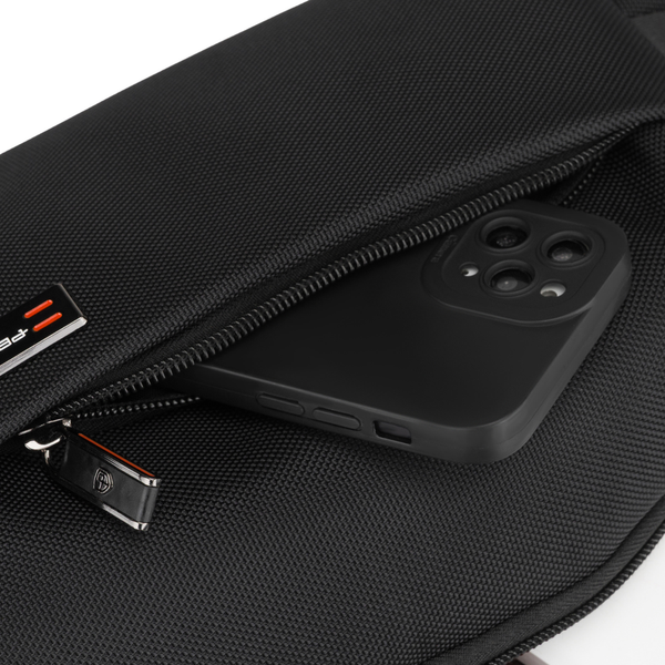 Vyriška maža juoda „Peterson“ lengva miesto rankinė per petį (crossbody), užsegama užtrauktuku, iš tekstilės D89