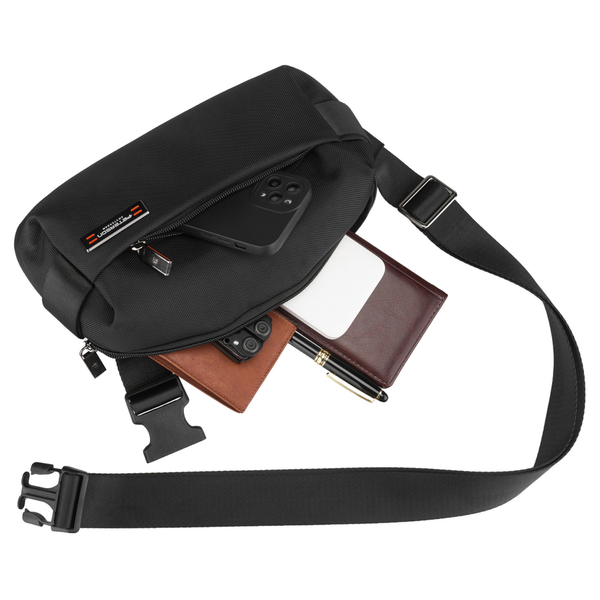 Vyriška maža juoda „Peterson“ lengva miesto rankinė per petį (crossbody), užsegama užtrauktuku, iš tekstilės D89