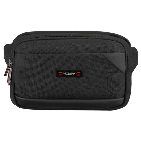 Vyriška „Peterson“ lengva juoda crossbody rankinė per petį su užtrauktuku, iš tekstilės D91