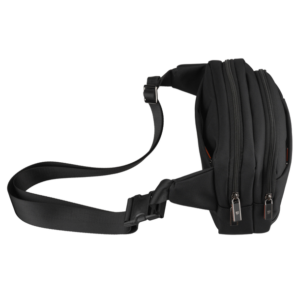 Vyriška „Peterson“ lengva juoda crossbody rankinė per petį su užtrauktuku, iš tekstilės D91