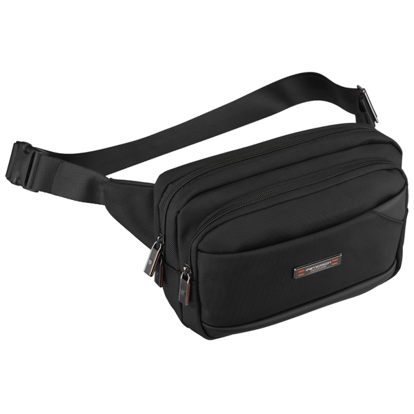 Vyriška „Peterson“ lengva juoda crossbody rankinė per petį su užtrauktuku, iš tekstilės D91