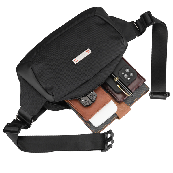 Peterson vyriška maža juosmens ir per petį nešiojama rankinė (crossbody), juoda D90