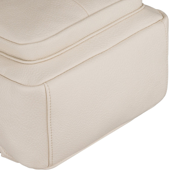 Maža moteriška miesto kuprinė „Peterson“ su atvartu, elegantiška, smėlio spalvos, iš ekologiškos odos D95