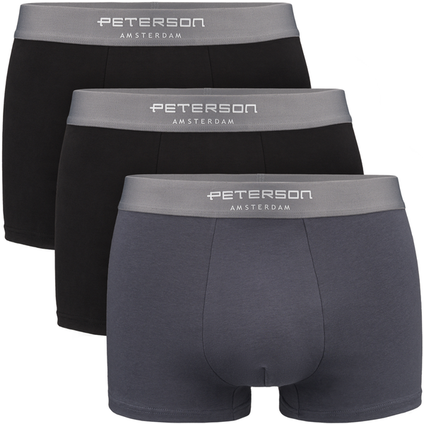 Vyriškos medvilninės bokserės „Peterson“, 3 porų rinkinys, juoda/pilka, XL D77