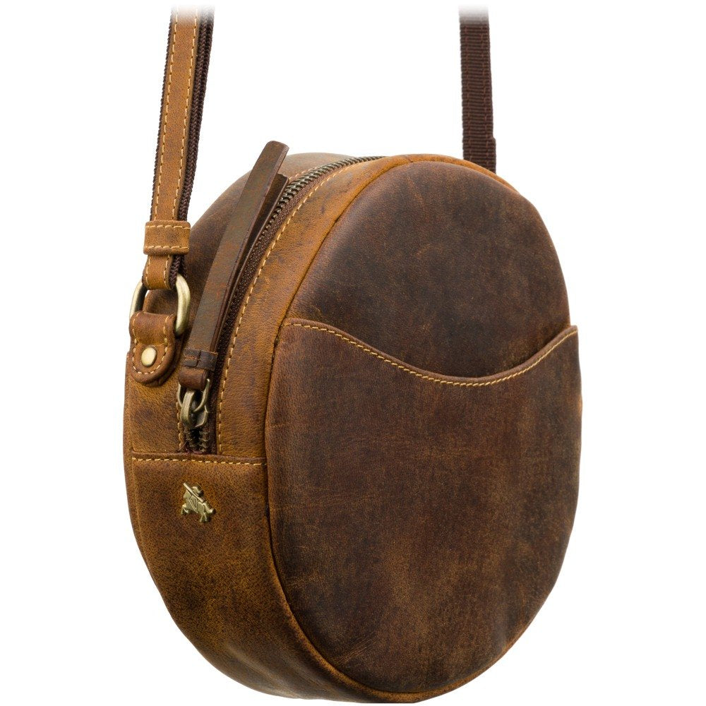 Moteriška odinė apvali rankinė, Visconti S-43, ruda
 N387