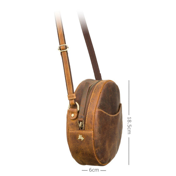 Moteriška odinė apvali rankinė, Visconti S-43, ruda
 N387