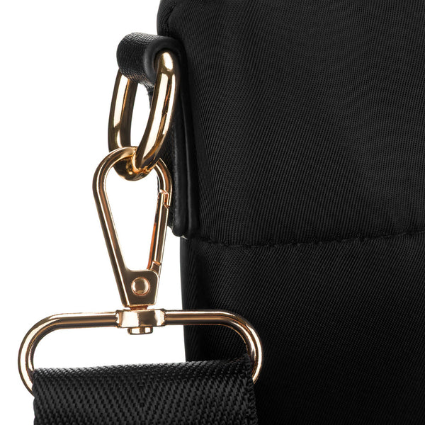 Didelė juoda moteriška „Peterson“ nailoninė shopper rankinė A4 formatui, su magnetiniu užsegimu P24