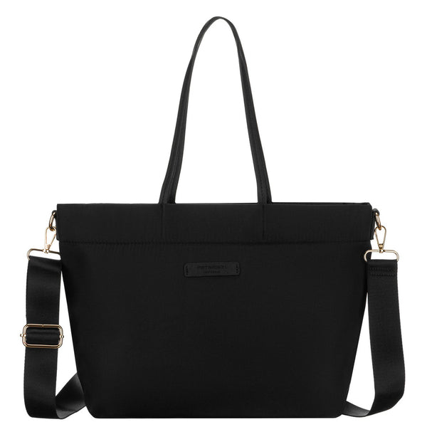 Didelė juoda moteriška „Peterson“ nailoninė shopper rankinė A4 formatui, su magnetiniu užsegimu P24