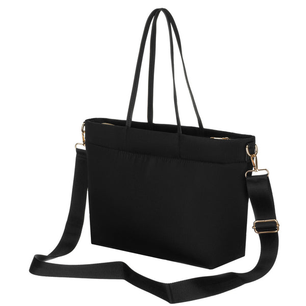 Didelė juoda moteriška „Peterson“ nailoninė shopper rankinė A4 formatui, su magnetiniu užsegimu P24