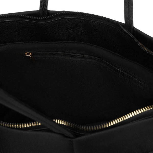 Didelė juoda moteriška „Peterson“ nailoninė shopper rankinė A4 formatui, su magnetiniu užsegimu P24