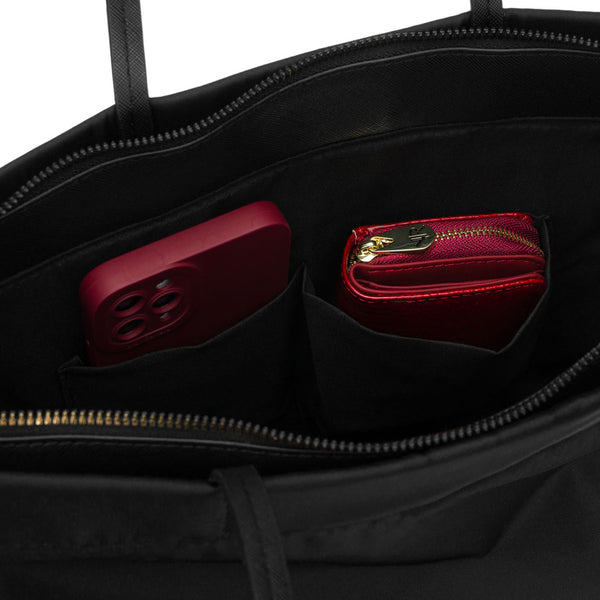 Didelė juoda moteriška „Peterson“ nailoninė shopper rankinė A4 formatui, su magnetiniu užsegimu P24