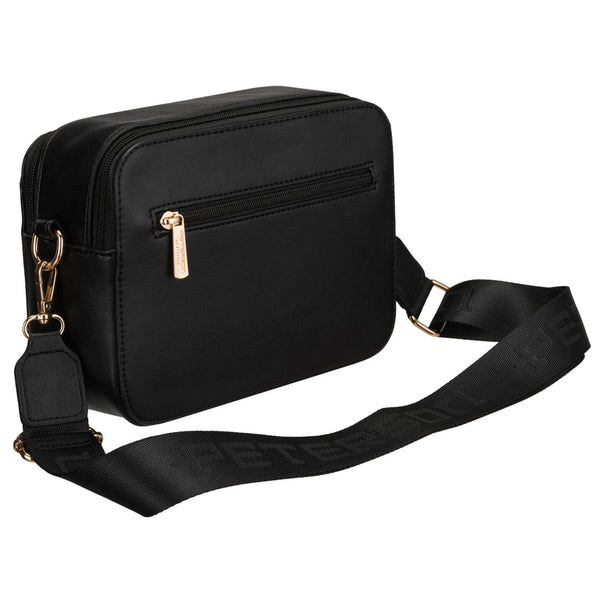 Maža moteriška „Peterson“ crossbody rankinė per petį, juoda, iš ekologiškos odos D47