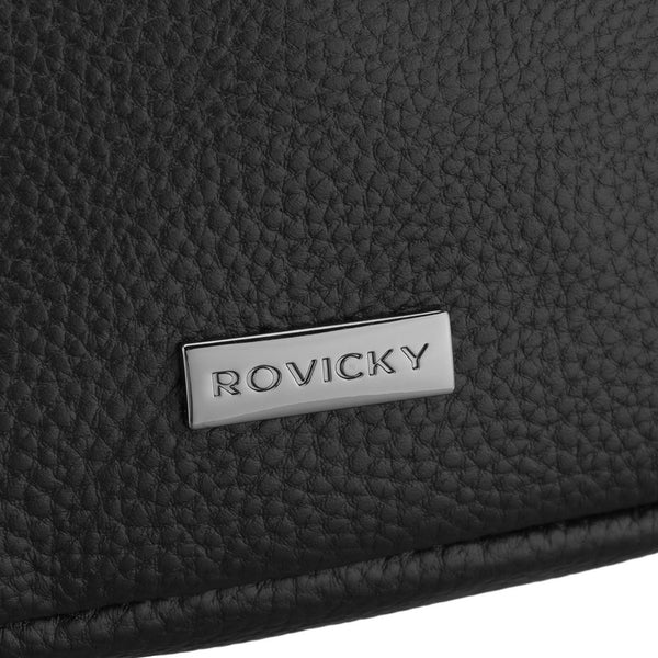 Vyriška juoda natūralios odos vieno skyriaus juosmens rankinė „Rovicky“