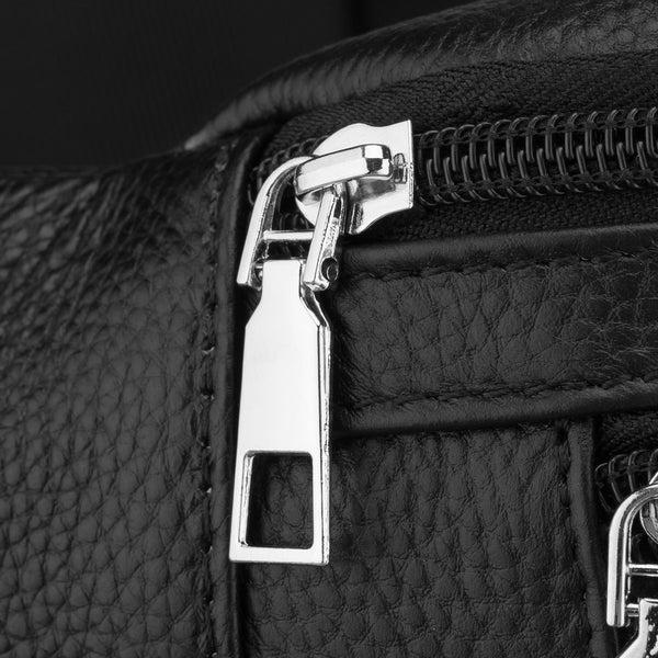 Vyriška juoda natūralios odos vieno skyriaus juosmens rankinė „Rovicky“