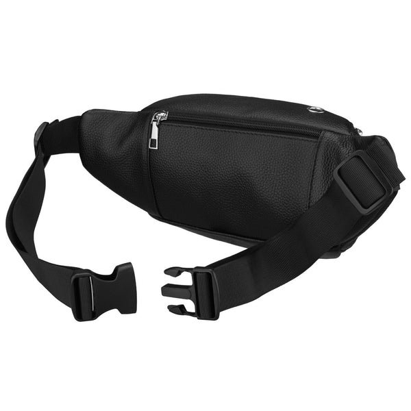 Vyriška juoda natūralios odos vieno skyriaus juosmens rankinė „Rovicky“