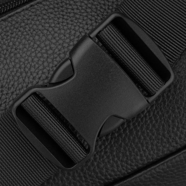 Vyriška juoda natūralios odos vieno skyriaus juosmens rankinė „Rovicky“