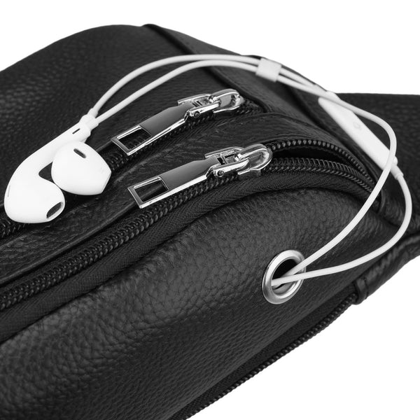 Vyriška juoda natūralios odos vieno skyriaus juosmens rankinė „Rovicky“