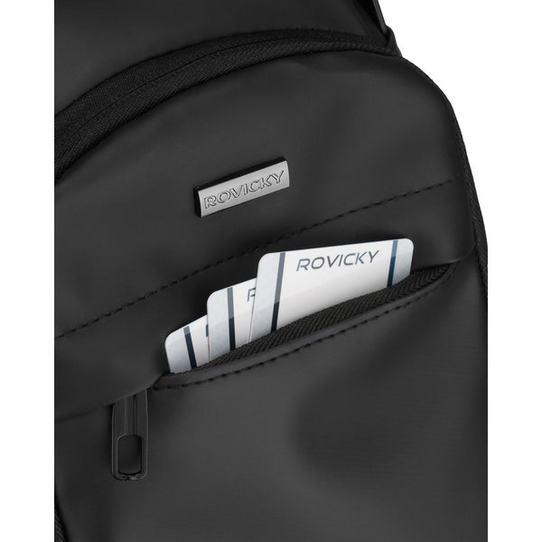 Talpi vyriška per petį nešiojama rankinė „Rovicky“ su USB jungtimi, juoda, iš ekologiškos odos ST84