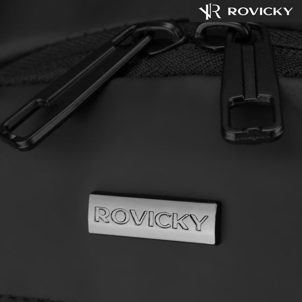 Talpi vyriška per petį nešiojama rankinė „Rovicky“ su USB jungtimi, juoda, iš ekologiškos odos ST84