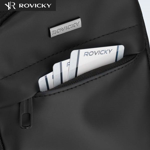Talpi vyriška per petį nešiojama rankinė „Rovicky“ su USB jungtimi, juoda, iš ekologiškos odos ST84