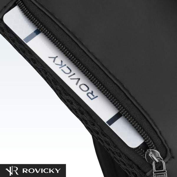 Talpi vyriška per petį nešiojama rankinė „Rovicky“ su USB jungtimi, juoda, iš ekologiškos odos ST84