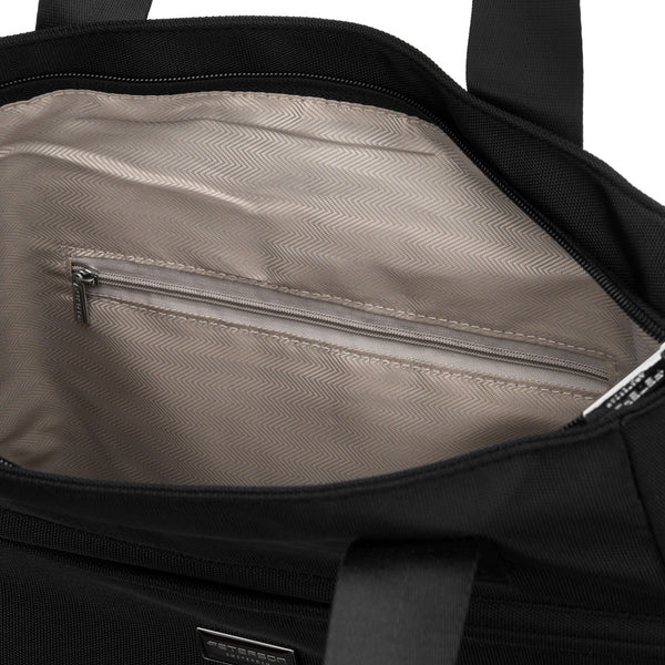 Talpi juoda moteriška „Peterson“ shopper rankinė su rankenomis ir prisegamu dirželiu, iš dirbtinės odos P29