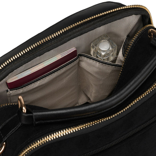 Peterson moteriška maža juoda „crossbody“ rankinė per petį su užtrauktuku, miesto stiliaus, iš dirbtinės odos D65