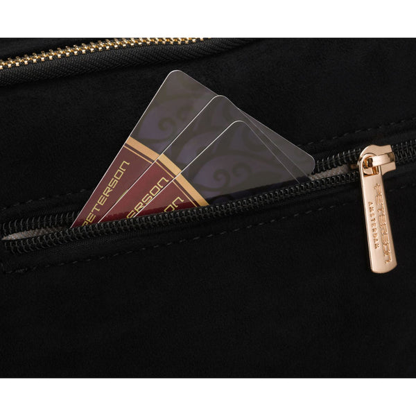 Peterson moteriška maža juoda „crossbody“ rankinė per petį su užtrauktuku, miesto stiliaus, iš dirbtinės odos D65