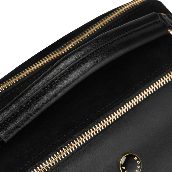 Peterson moteriška maža juoda „crossbody“ rankinė per petį su užtrauktuku, miesto stiliaus, iš dirbtinės odos D65