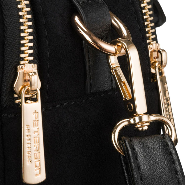 Peterson moteriška maža juoda „crossbody“ rankinė per petį su užtrauktuku, miesto stiliaus, iš dirbtinės odos D65