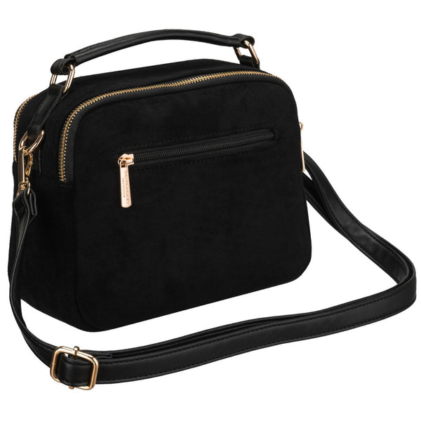 Peterson moteriška maža juoda „crossbody“ rankinė per petį su užtrauktuku, miesto stiliaus, iš dirbtinės odos D65