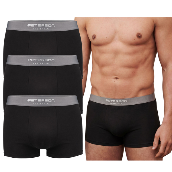 Vyriški juodi medvilniniai bokseriai Peterson, XL, 3 porų rinkinys D79