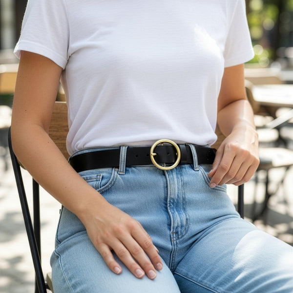 Moteriškas odinis diržas STEVENS 14Z, juodas