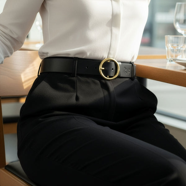 Moteriškas odinis diržas STEVENS 14Z, juodas