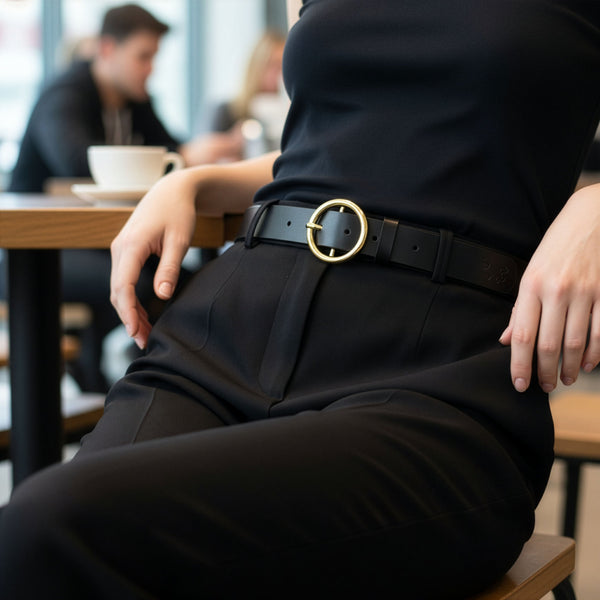 Moteriškas odinis diržas STEVENS 14Z, juodas