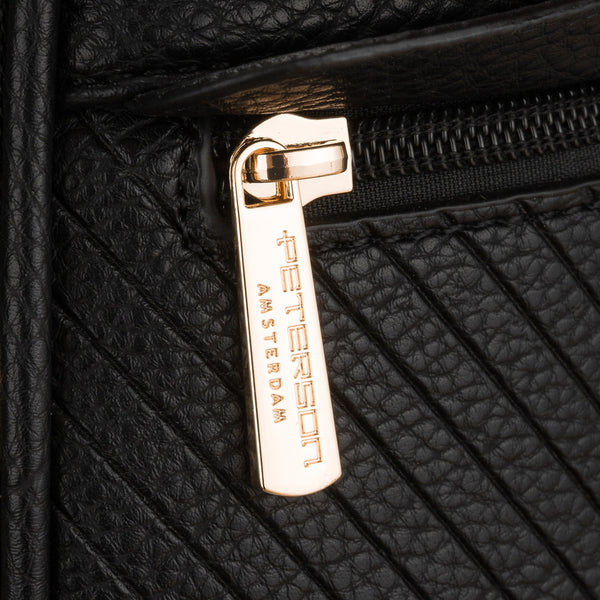 Peterson moteriška maža 2in1 kuprinė-rankinė per petį, elegantiška, juoda, iš ekologiškos odos D96