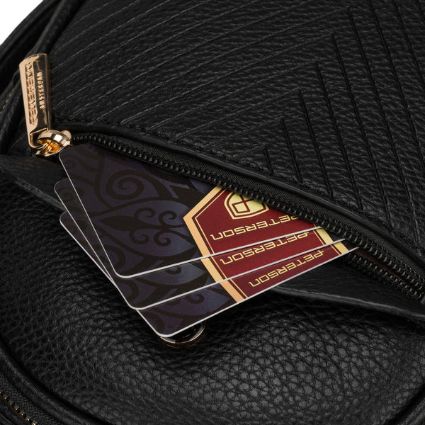 Peterson moteriška maža 2in1 kuprinė-rankinė per petį, elegantiška, juoda, iš ekologiškos odos D96