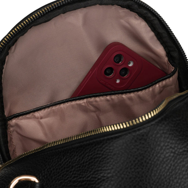 Peterson moteriška maža 2in1 kuprinė-rankinė per petį, elegantiška, juoda, iš ekologiškos odos D96