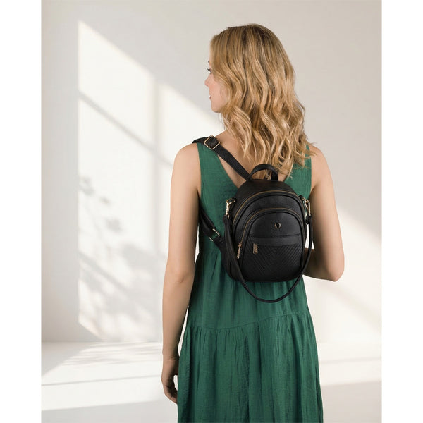 Peterson moteriška maža 2in1 kuprinė-rankinė per petį, elegantiška, juoda, iš ekologiškos odos D96