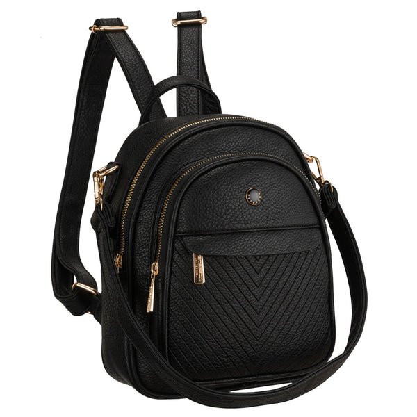 Peterson moteriška maža 2in1 kuprinė-rankinė per petį, elegantiška, juoda, iš ekologiškos odos D96