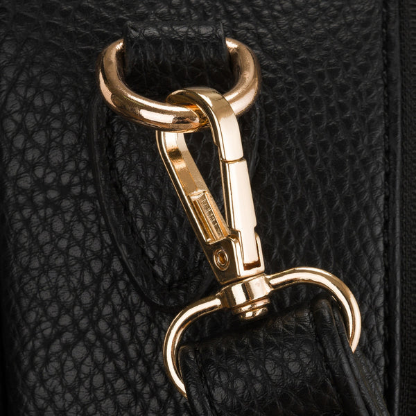 Peterson moteriška maža 2in1 kuprinė-rankinė per petį, elegantiška, juoda, iš ekologiškos odos D96