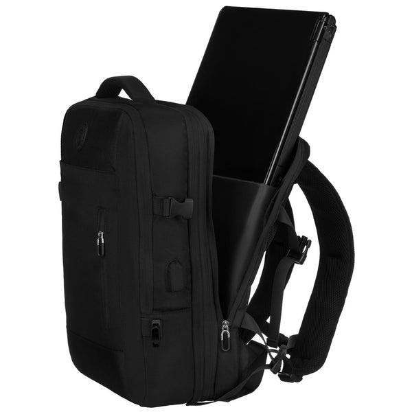 Juoda kelioninė kuprinė „Peterson“ rankiniam lėktuvo bagažui iš patvarios medžiagos K52