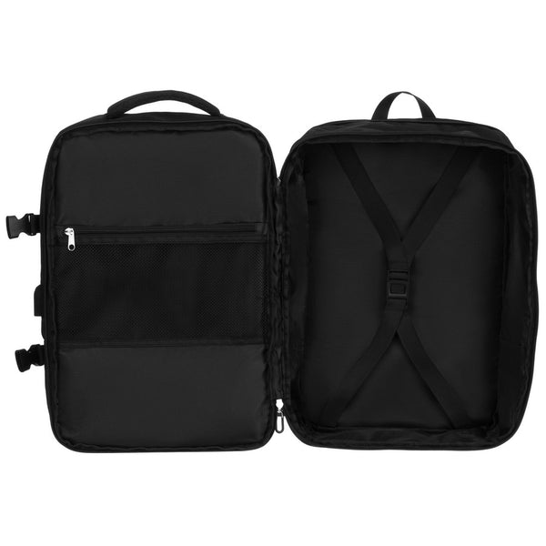 Juoda kelioninė kuprinė „Peterson“ rankiniam lėktuvo bagažui iš patvarios medžiagos K52